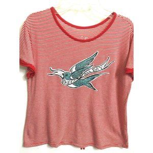 TWEED ALL DAY Retro Funky Juice Tee T Shirt 14? M?  Red Strip Short Sleeves